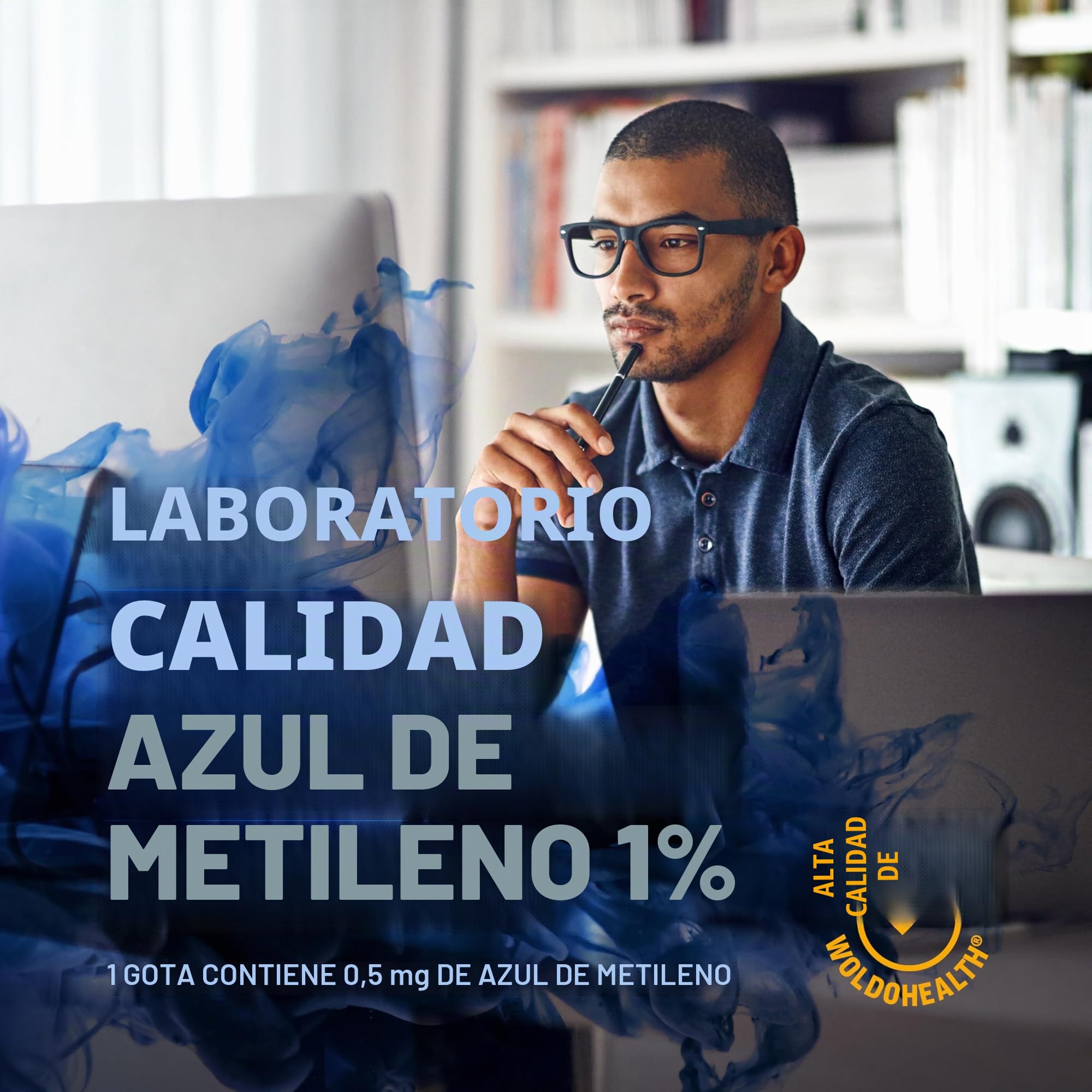 Azul de metileno 1% calidad farmacéutica con pipeta 100 ml - sin formaldehído, sin alcohol, protegido de la luz, pureza de laboratorio.