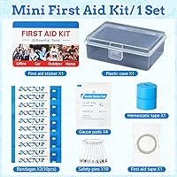 Vista 2 de 12 Set Mini First Aid Kit Bulk Mini Portable Travel Kit Resistant Case for Convenience First Aid 12 Pack Boxes of 26 Items Each for Minor Cut Scrape