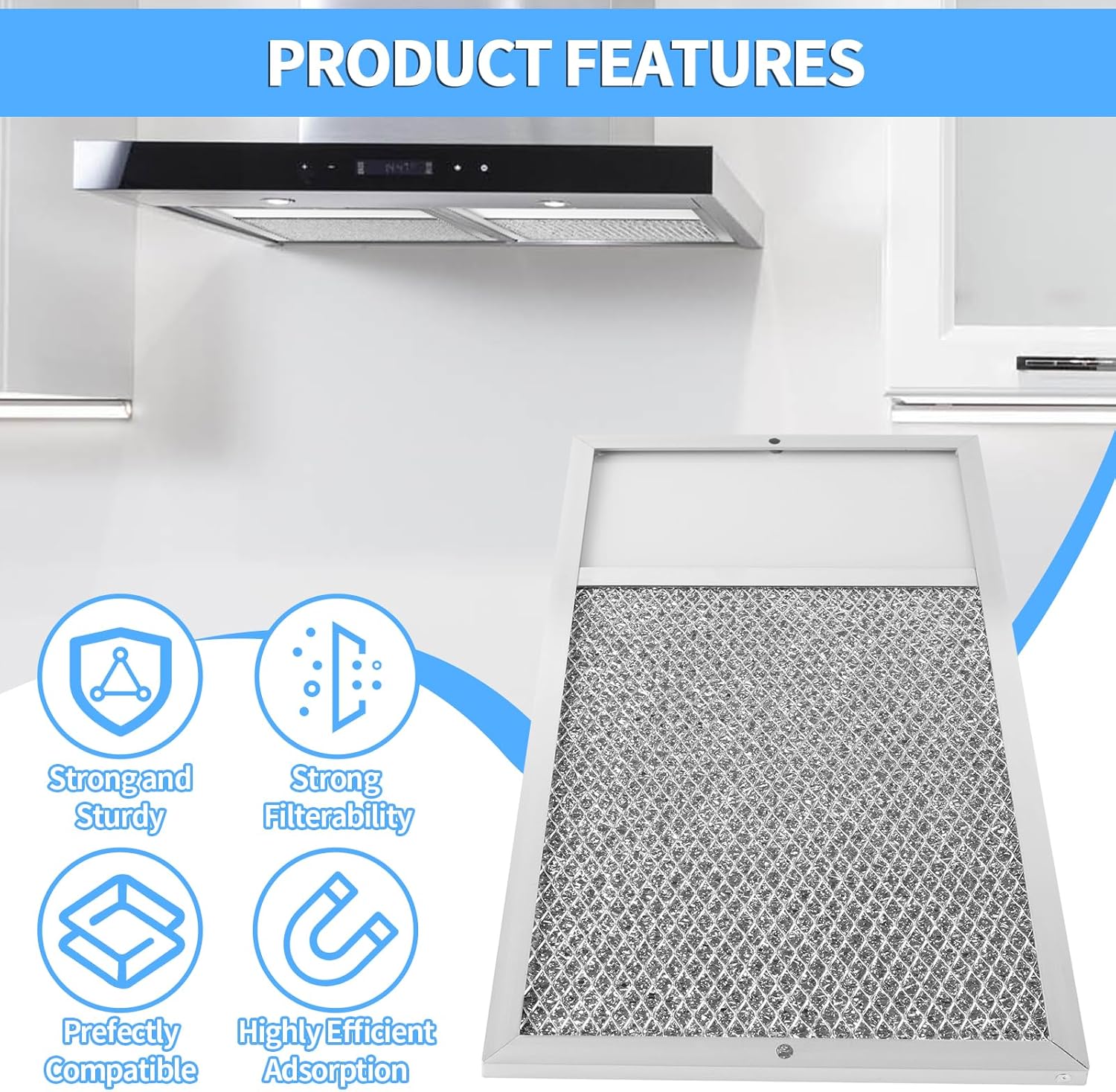 Range hood Filter with Light Lens Replacement for Broan R610027 SR610027 1568322 1568323 PM25WW PM25BL AL9245 Aluminum Mesh Grease Lens Range Hood Replacement Filter 7-5/8 x 14-1/8 x 3/8 Inch - Image 5