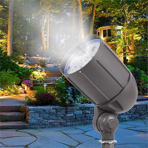Miniatura 5 de Luz de inundación LED de 12 vatios para iluminación de paisaje al aire libre de 120 voltios, 1480 lm, bronce, 70 W MH igual, luz de asta de bandera,