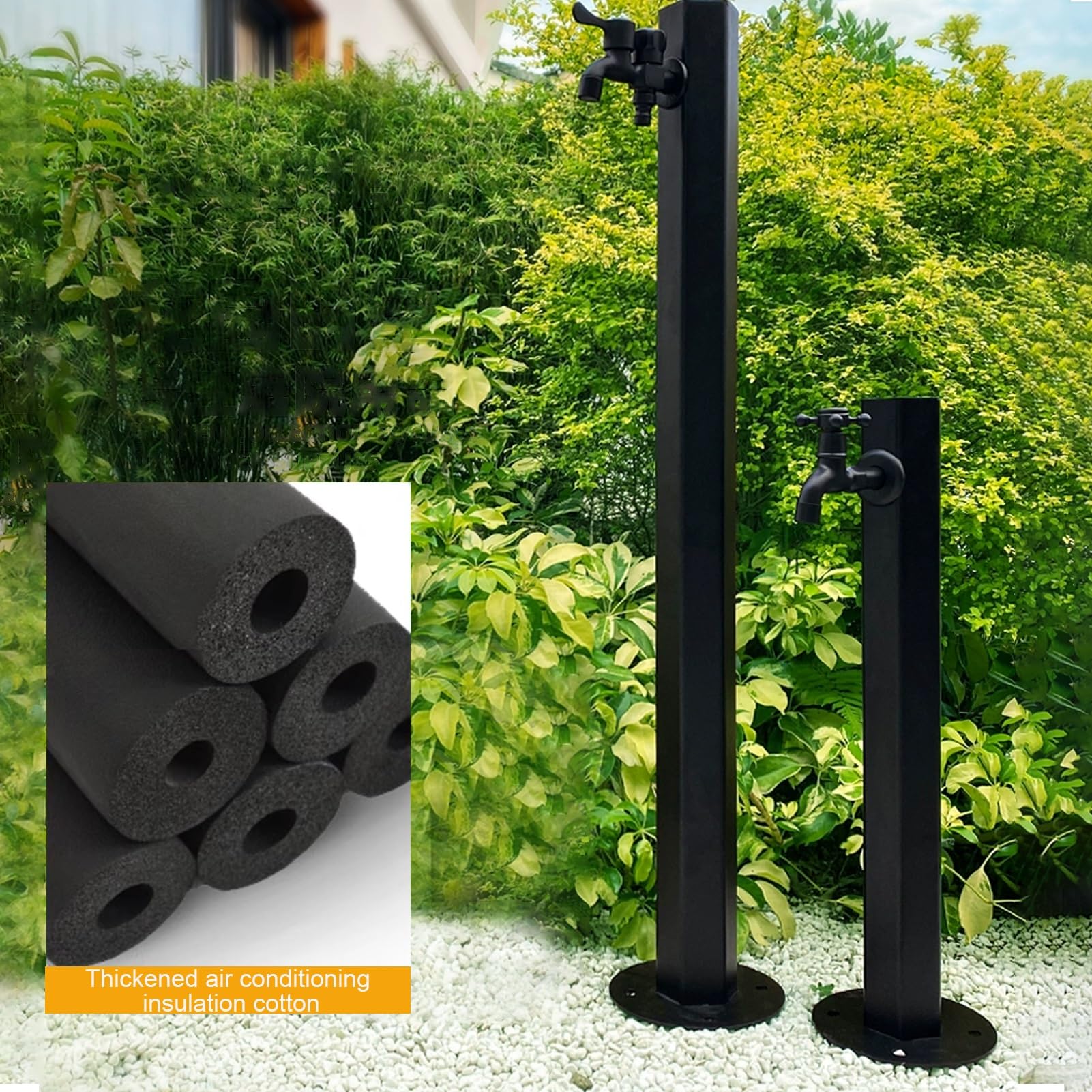 Genérico Columna de Agua Independiente para jardín: dispensador de anticongelante para Grifo Exterior, Soporte de Manguera de Bronce, Fuente y Sistema de riego para Jardines, Patios y Jardines.
