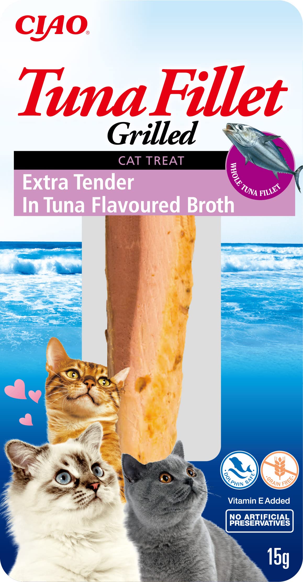 Ciao Extra Tender Grilled Tuna Fillet in Tuna Flavoured Broth by Inaba - 1 Pack 15g / Cat Treat, Delicious & Healthy Snack, Food Topper, Pill Assist, Training Treat, Natural, Grain Free