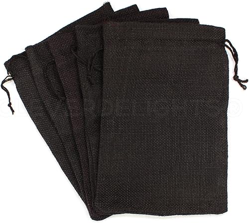 Miniatura 3 de CleverDelights Bolsas de arpillera negras de 8 x 12 pulgadas - Paquete de 25 - Sacos de yute con cordón de arpillera