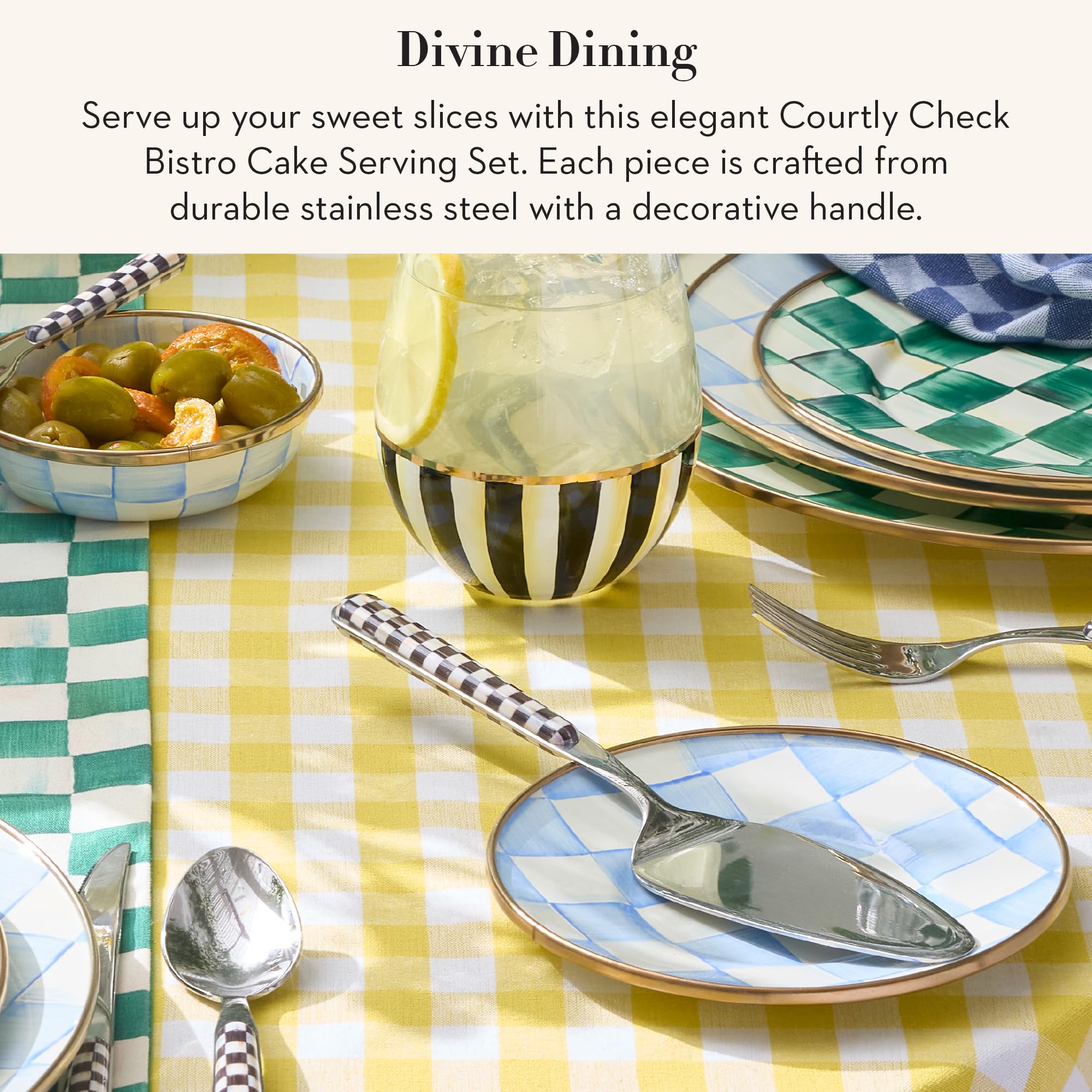 Amazon.com | MACKENZIE-CHILDS Bistro Cake Serving Set, Black-and