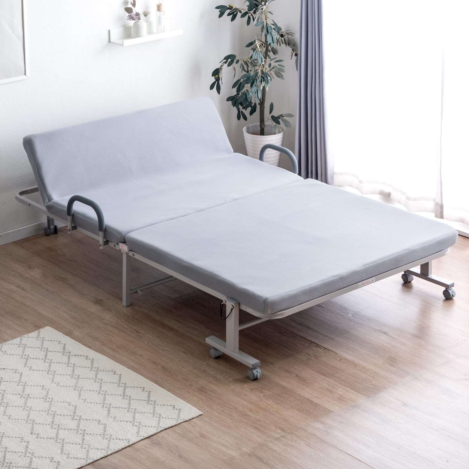 【新品未使用】折りたたみリクライニングベット　シングル 折りたたみ電動ベッド 無段階 シングル リクライニング