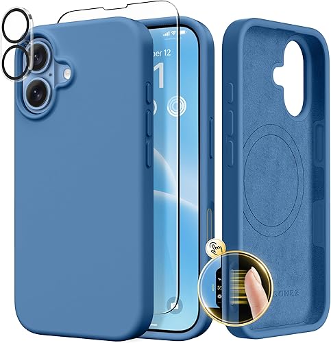 Miniatura 114 de GONEZ Funda de silicona para iPhone 14 Pro Max, compatible con MagSafe, con protector de pantalla + protector de lente de cámara, silicona líquida a
