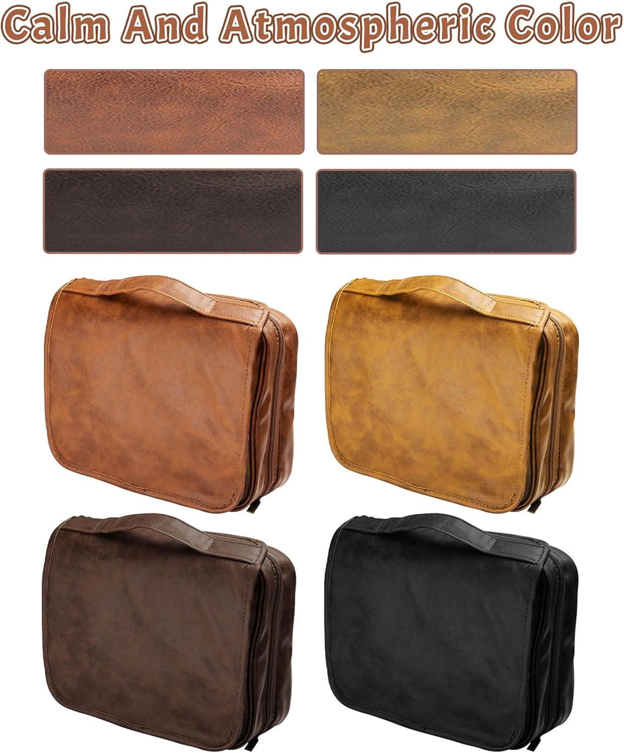 3-in-1 Extra Large Personalized Toiletry Bag For Men, Custom Engraved Leather Travel Organizer Bag, Engraved Name Waterproof Travel Kit & Gifts for Him Husband Father (Father's Day, Christmas)