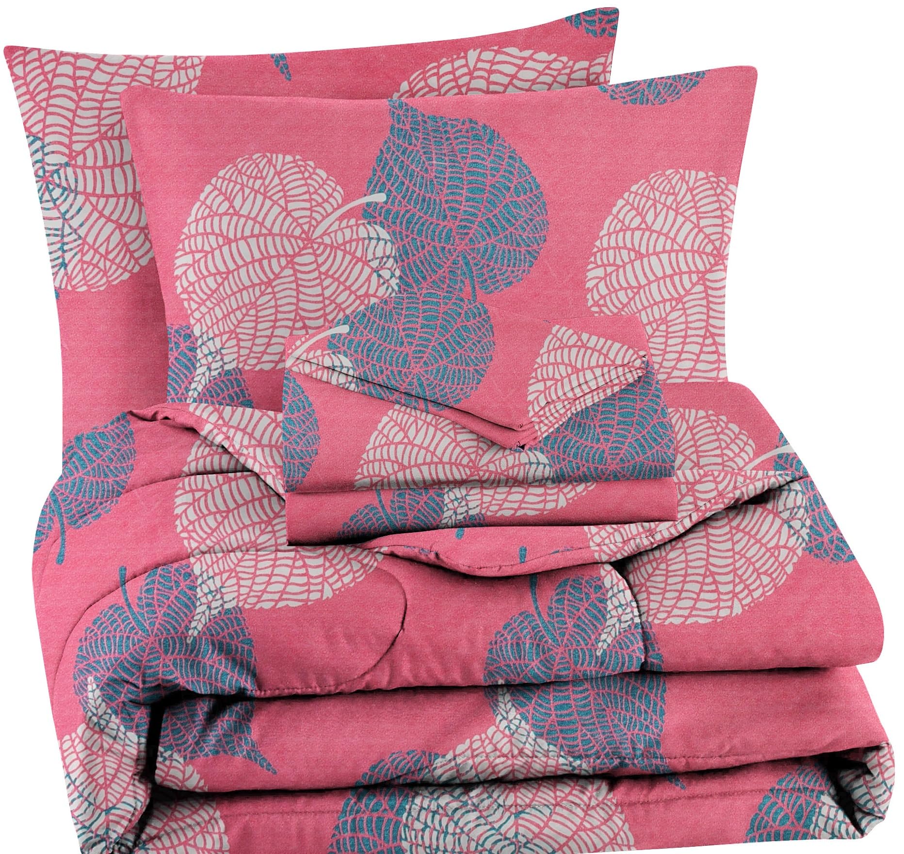 VAS COLLECTIONS Style Super Soft Glace Cotton King Size AC Comforter Wedding Gift Set (With Bag) for Double Bed with 1 Flat Bedsheet and 2 Pillow Cover Pastel Colours Pink and Grey (4PC Comforter Set)-image-22
