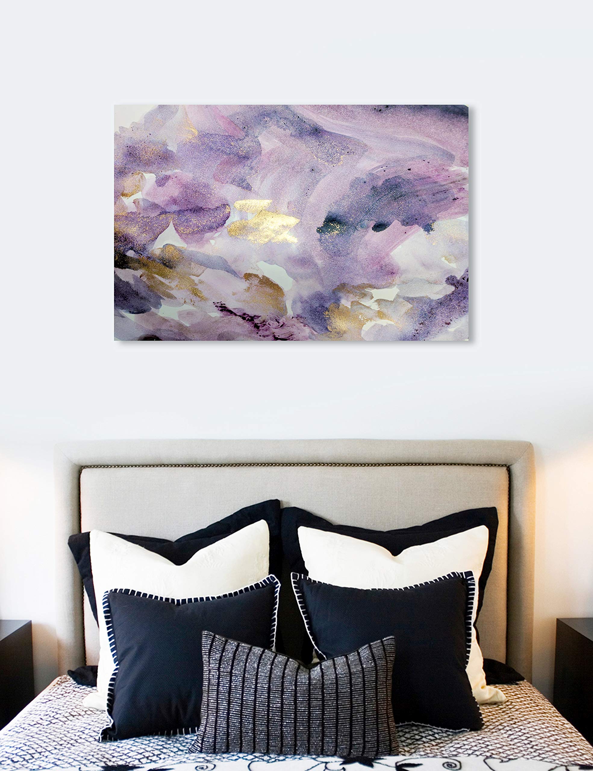The Oliver Gal Artist Co. Abstract Wall Art Canvas Prints 'Carried Away Amethyst' Home Décor, 60" x 40", Purple, Gold