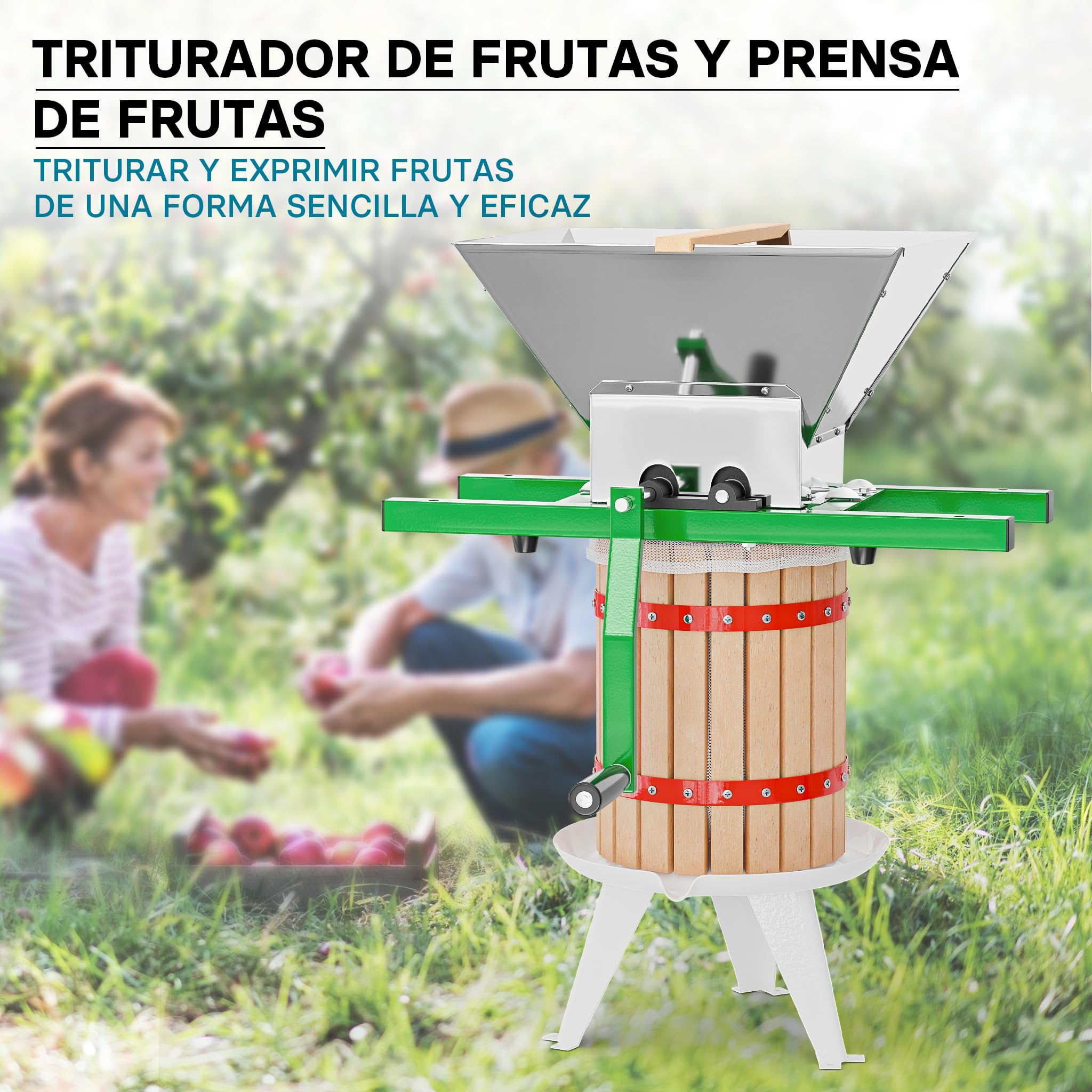 Prensa para frutas mosto bayas 18 litros + triturador molino 7 litros