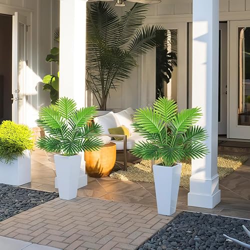 Miniatura 6 de SOMYTING Juego de 2 plantas artificiales de palmera areca en macetas, plantas artificiales para piso, palmera tropical falsa, plantas verdes