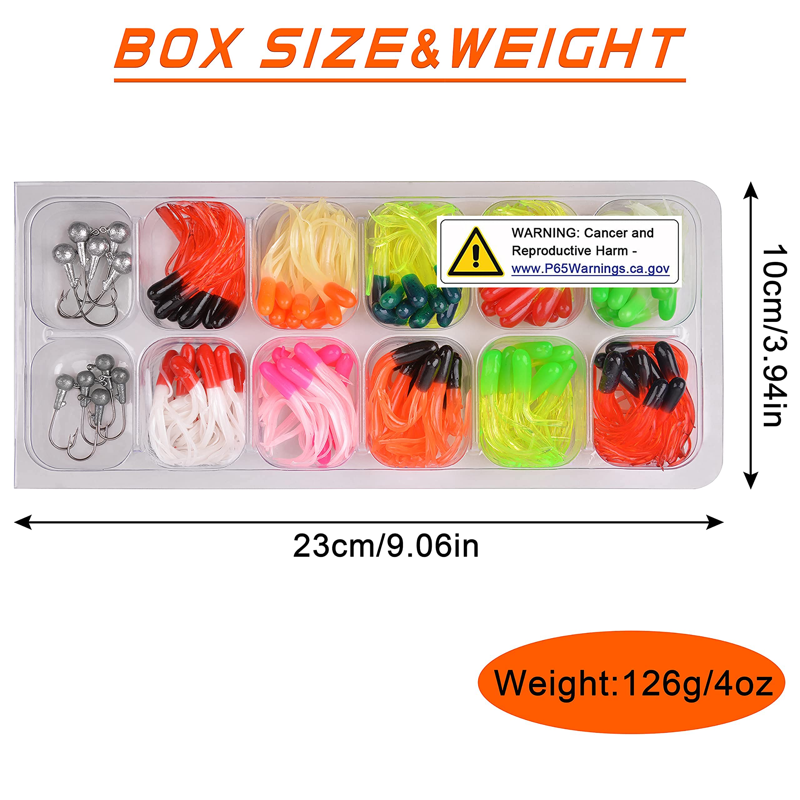 Grub Lures Fishing Jigs Head Hooks Kit,Crappie Jigs Fishing Lures Kit Soft Plastic Grub Tail Worm Lure Bait for Bass Trout Saltwater Freshwater Fishing