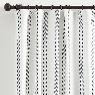 Ballard Designs - Hollis Ditsy Single Stripe Curtain – White Cotton Pane...