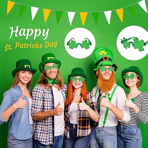 Miniatura 6 de ZAKVOOR Paquete de 12 lentes de sol para el día de San Patricio, lentes de sol de trébol verde para suministros de fiesta, decoraciones de accesorios