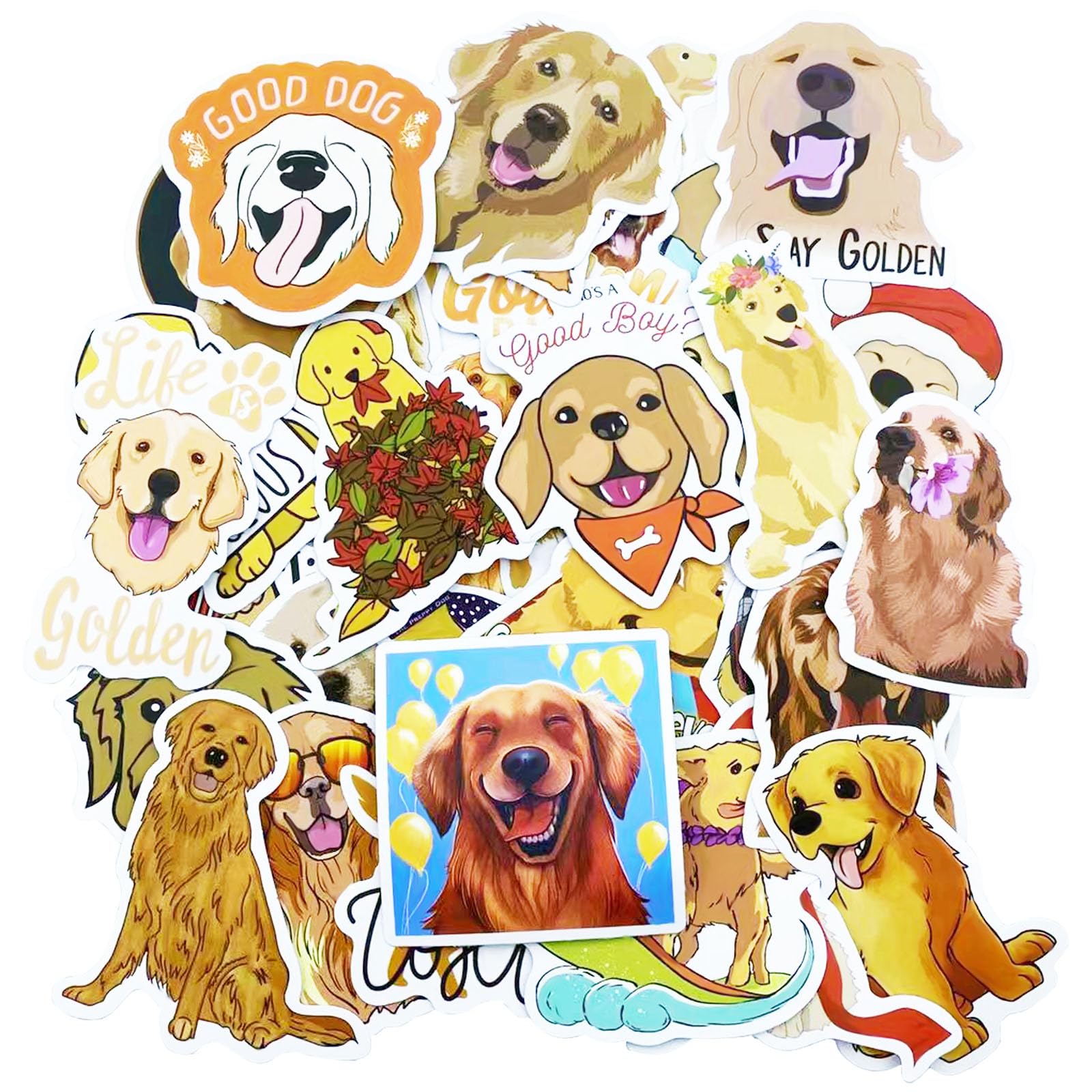 100PCS Dog Stickers, Golden Retriever Stickers Cartoon Animal Dog Sticker Cute Puppy Decals Vinyl Waterproof Stickers Self Adhesive Funny Vinyl Dog Stickers for Dog Lovers Scrapbook Laptop Journal