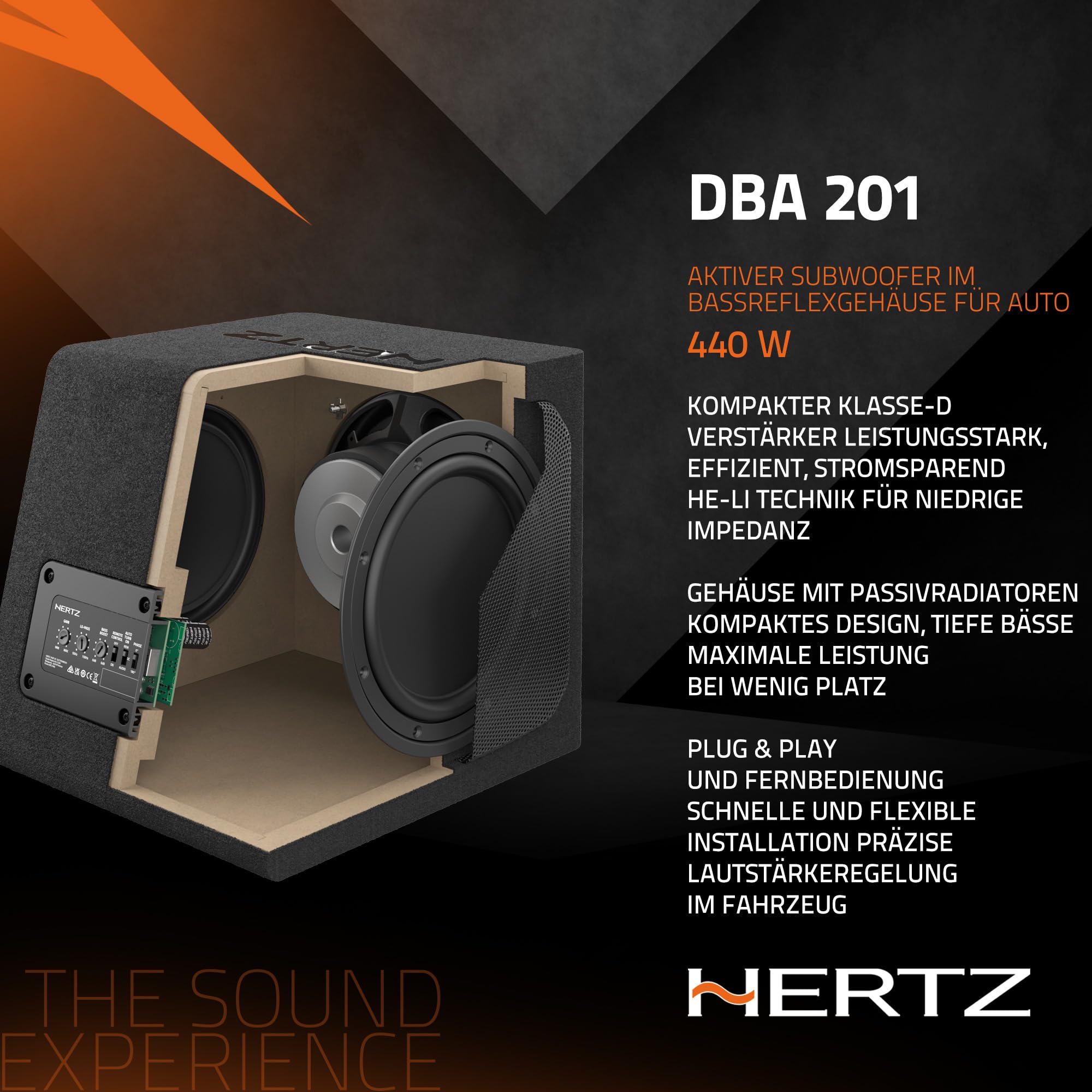 Hertz DBA 201 Aktiv-Subwoofer 200 mm 220 W RMS