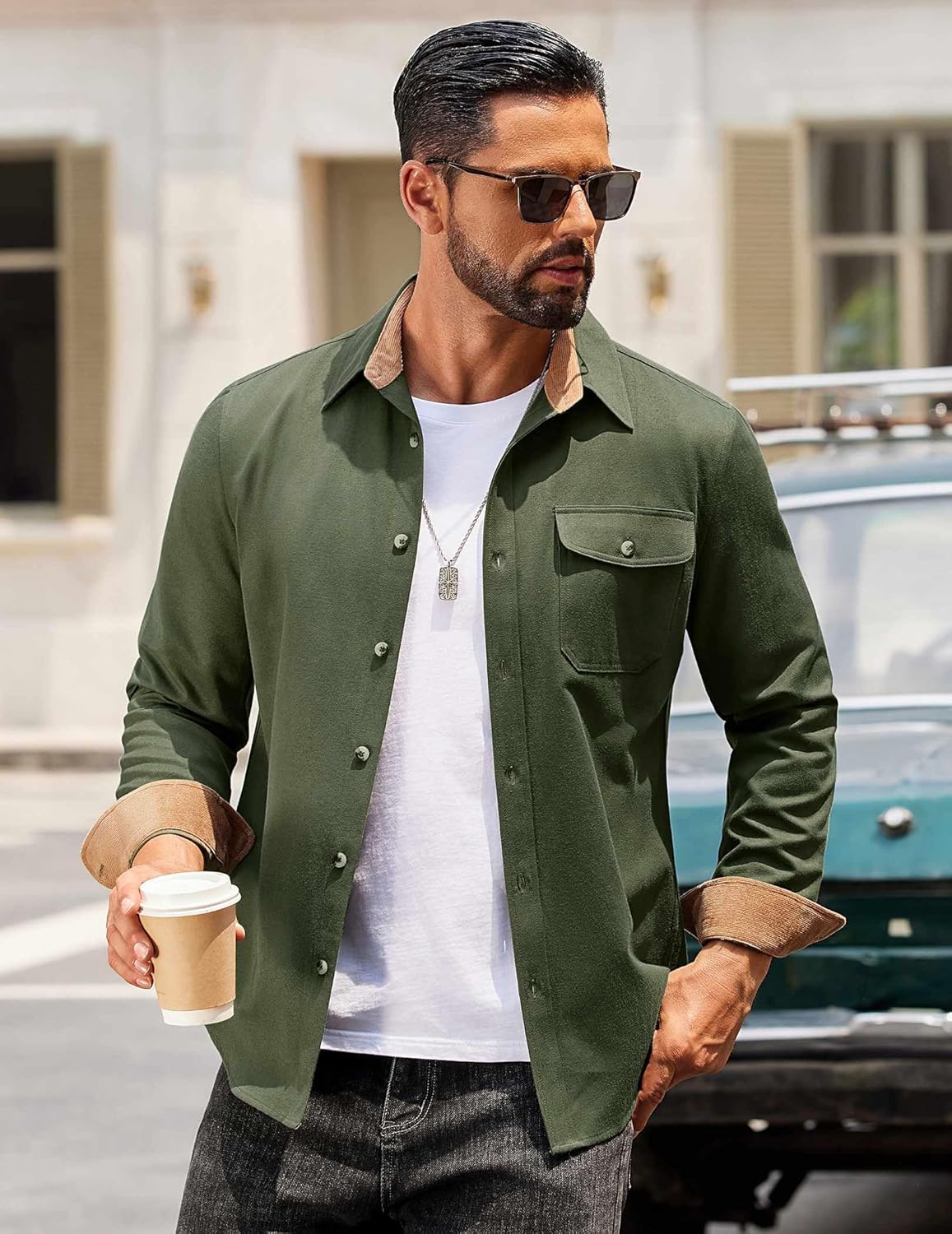 COOFANDY Men's Flannel Long Sleeve Button Down Casual Plaid Shirt With Pocket - Image 2