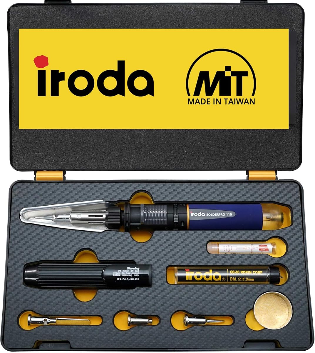 IRODA SolderPro 110 Butane Soldering Iron Kit, 115 MIns Run Time, Rapid Heat Up, Professional Set With Tips & Sturdy Tool Case (No Butane Included)