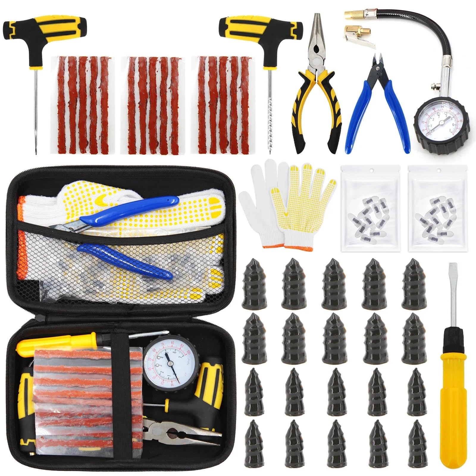 Kit di riparazione pneumatici for auto Kit di riparazione foratura pneumatici tubeless Set di strumenti for borchie Strumento di sostituzione pneumatici for bici Strumento di riparazione pneumatici fo