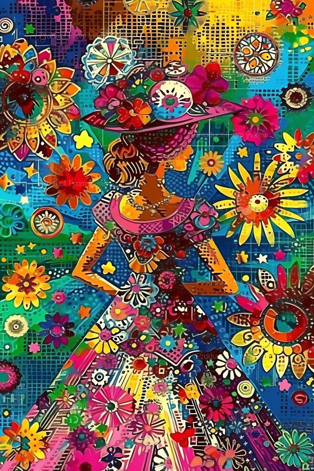 yvkew 5D Colorful Mandala Diamond Painting Kits for Adults, Abstract Mandala Lady DIY Full Drill Crystal Arts and Crafts, Gem Art Paints Home Wall Decor Gifts 20x24 inch