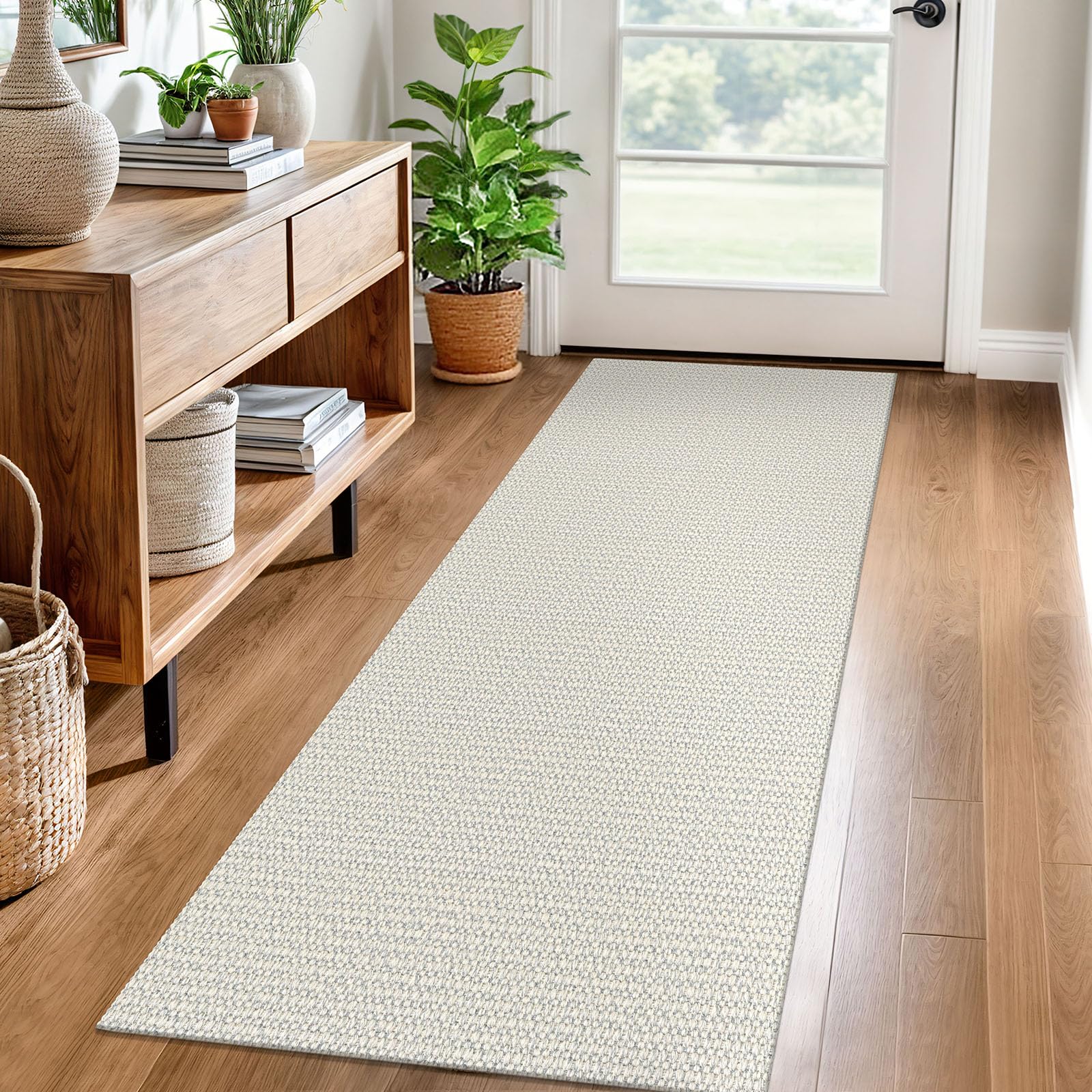 EARTHALL Woven Runner Rug 2x6 Ft Washable Runners for Hallways Cotton Rubber Backed Kitchen Runner Braided Indoor Floor Carpet Runners for Entryway,