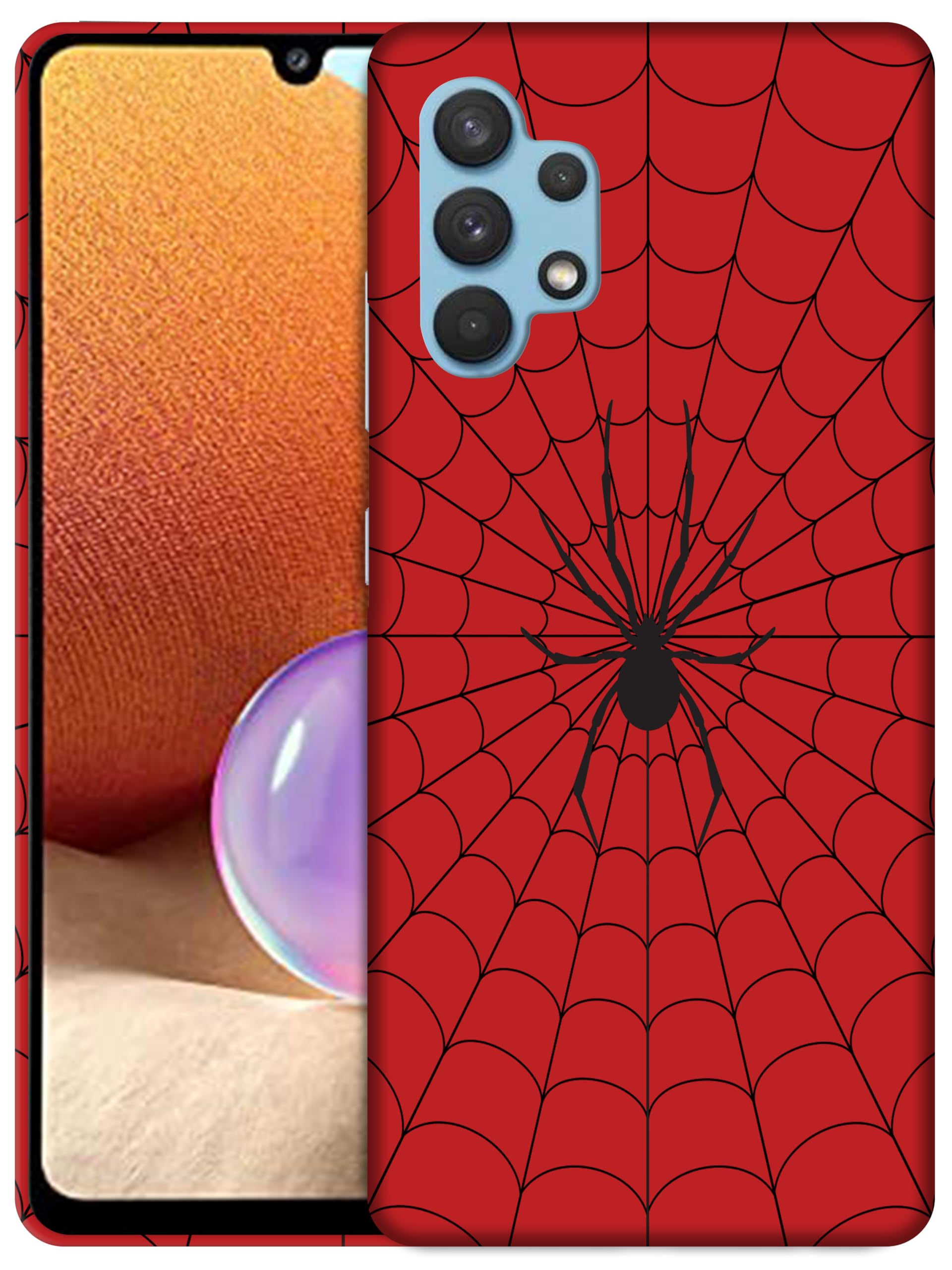SM CASES for Samsung Galaxy A32 4G Case - Web Spider Red 3D Printed Design Phone Back Hard Plastic Cover Case Compatible with Samsung Galaxy A32 4G (