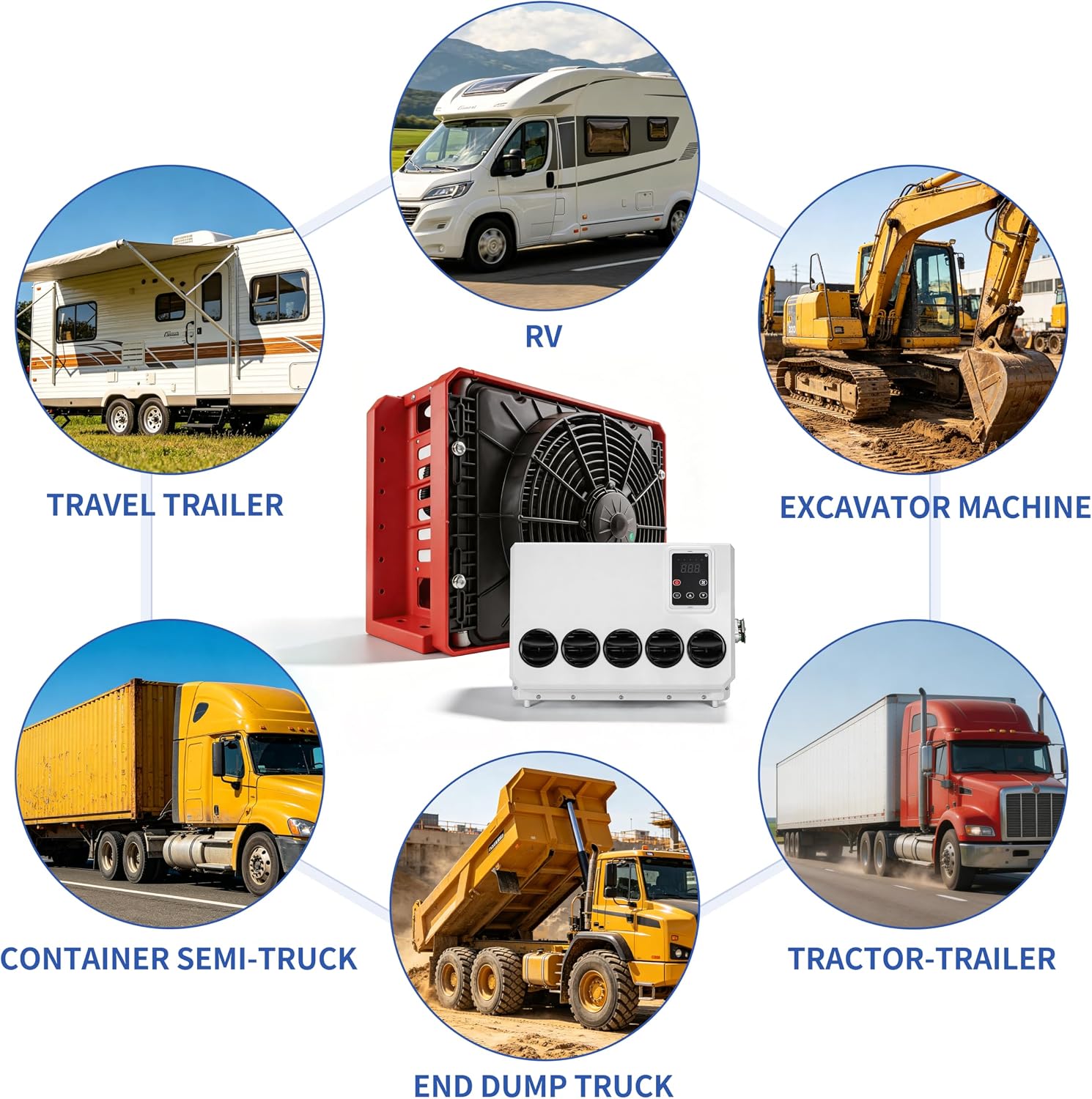 24V RV Air Conditioner, 1850W Cooling Power,AC Unit Fits for RVs, Vans, Semi Truck, Cranes, Construction Vehicles, Excavators, Harvesters