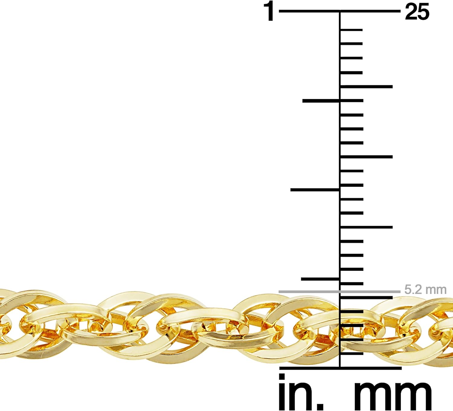 14k Yellow Gold Filled Double Cable Link Chain Bracelet for Women (5.2 mm, 7.5 inch) - Image 4