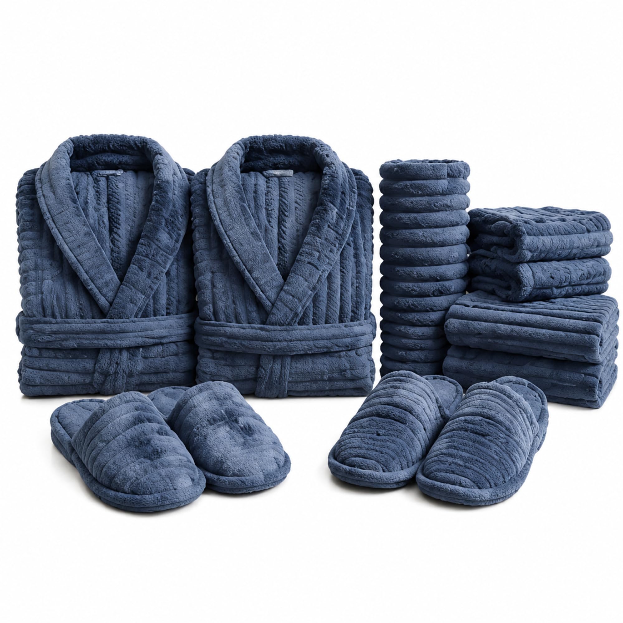Bathrobe Set for Men & Women with Towels & Slippers | Soft Microfiber Spa Bath Set | Premium Bathroom Combo Gift Pack | Free Size | Cream White-image-37