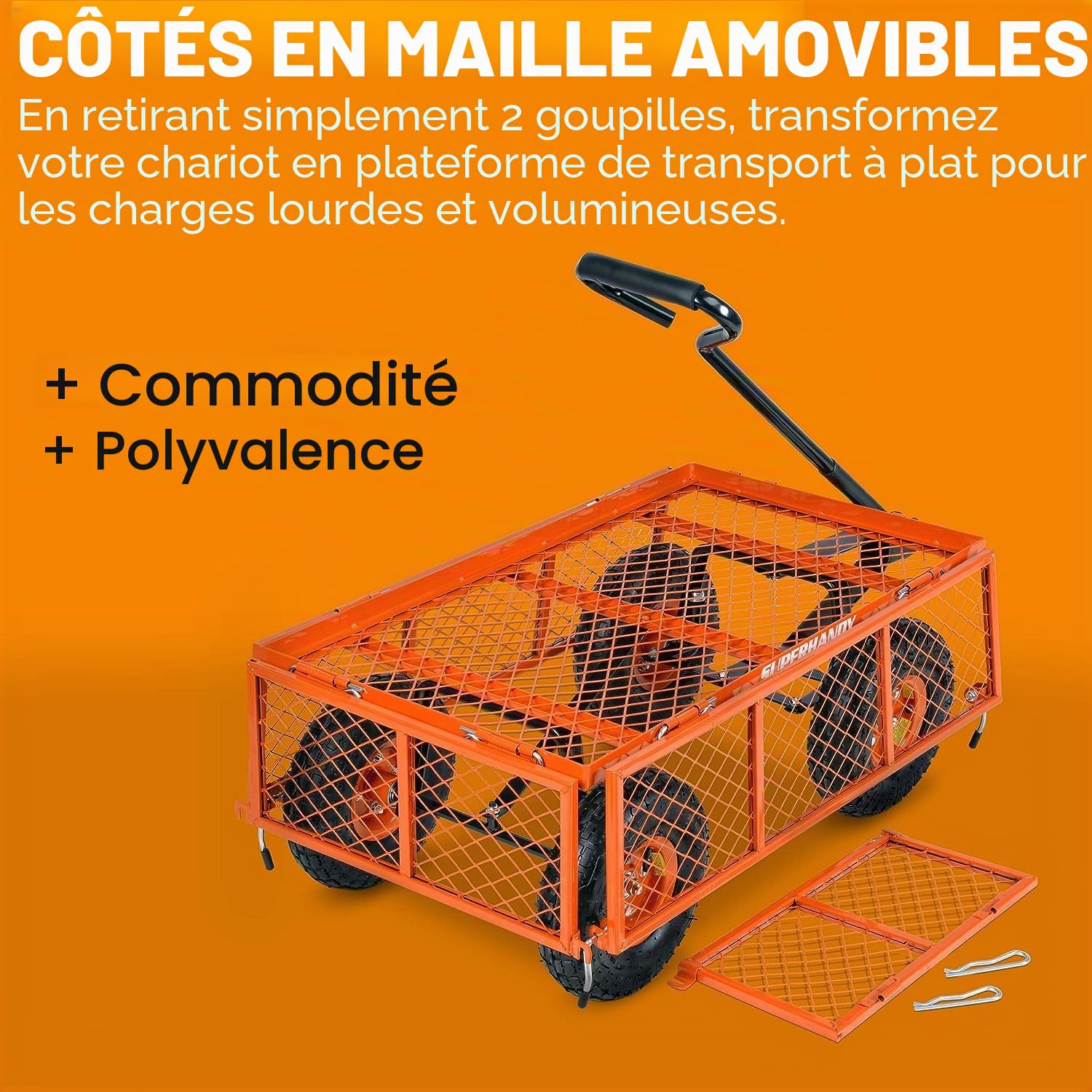 SuperHandy Chariot Utilitaire de Jardin, Charge Max. 180 kg，Robuste