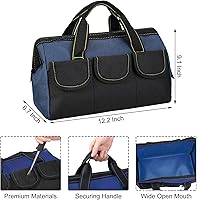 Vista 2 de Sanwuta Paquete de 3 Bolsas de Herramientas para Hombres con Fondo Duro Impermeable, Bolsa de Herramientas de Servicio Pesado con Boca Ancha Tipo