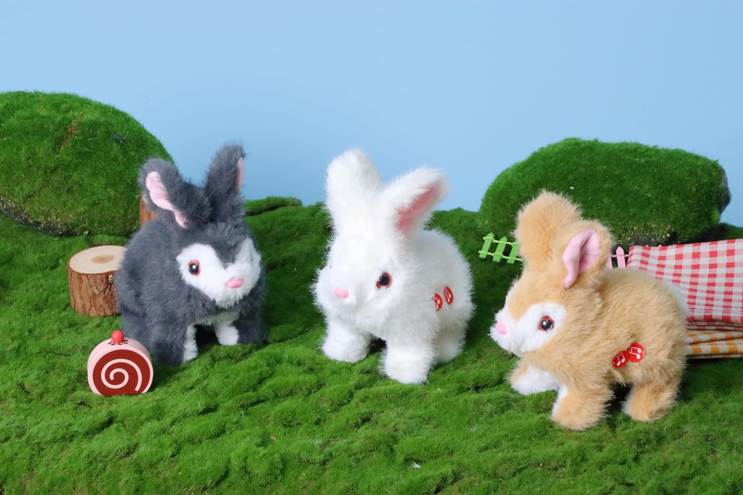 Hopearl LED Hopping Rabbit Repeat What You Said Interactive Electronic Pet Plush Bunny Toy Animated Singing Speaking Glowing Wiggle Ears Gift for Toddlers Birthday, Brown, 7''