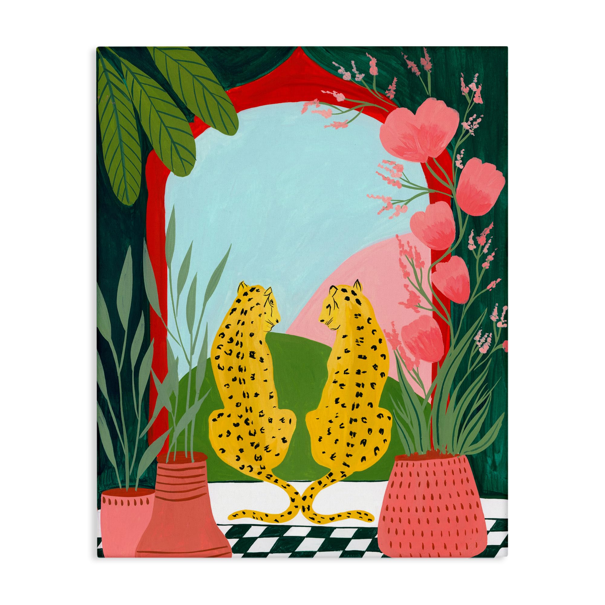 'Twin Leopard & Plants'| Canvas Art