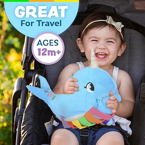 Miniatura 5 de Buckle Toys - Narval burbujeante - Desarrolla habilidades motoras finas - Juguetes de actividad de aprendizaje sensorial - Esencial de viaje en