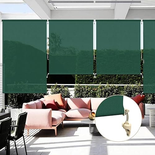 Vista 44 de Sunbox Persianas enrollables impermeables sin cordón para exteriores, tejidas a prueba de viento, persianas enrollables, privacidad y protección UV