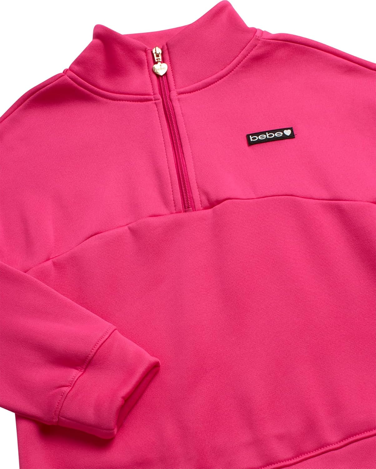 bebe Girls Sweatsuit Set - 2 Piece Fleece Quarter Zip Mock Neck Sweatshirt and Athletic Cargo Sweatpants Activewear Set - Image 3