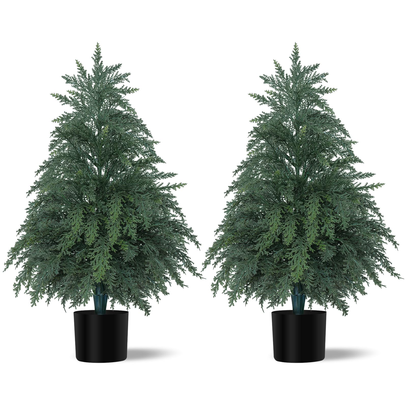 Yangrass 2Pack Fake Cypress Topiary Trees with Pot