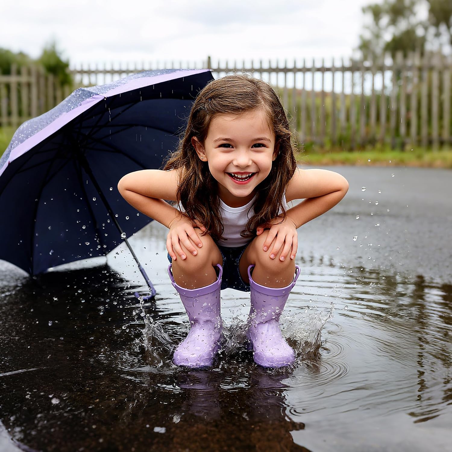 WTW Toddler and Kids Rain Boots with Easy-On Handles, Unisex-Child Waterproof Rubber Rain Boots in Fun Patterns for Girls and Boys (Toddler/Little Kid/Big Kid)