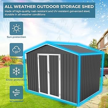 Amazon.com : Zevemomo 8 x 6 ft Outdoor Storage Shed, All Weather