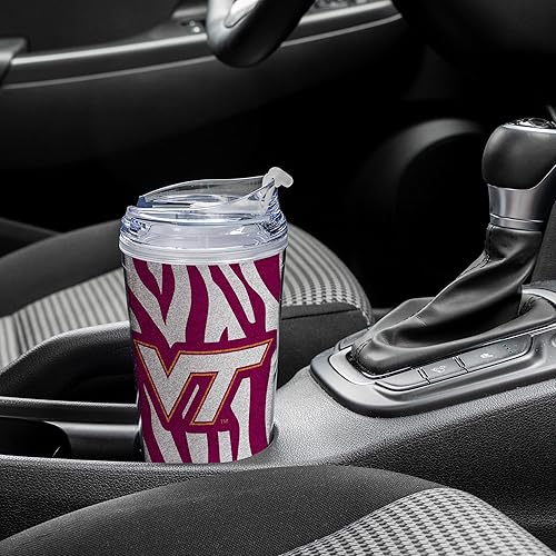 Miniatura 78 de Rico Industries NCAA - Vaso de acrílico con purpurina de 24 onzas con tapa con bisagras, vaso de doble pared con licencia oficial y popote Brillo