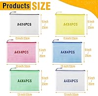 Vista 2 de 24 bolsas de malla con cremallera A4 para organización del aula, juegos de mesa y almacenamiento de rompecabezas, juguetes, cosméticos, bolsas