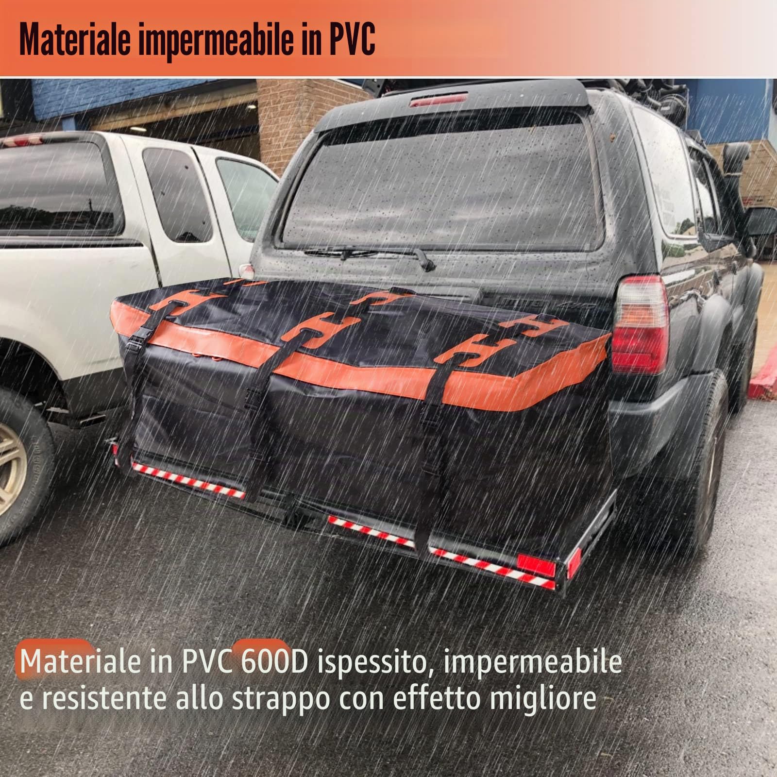 Bauletto per traino 115 x 61 x 61 cm, 425 litri 600D PVC Car Cargo Trasportino impermeabile e anti-strappo Bauletto pieghevole per bagagli