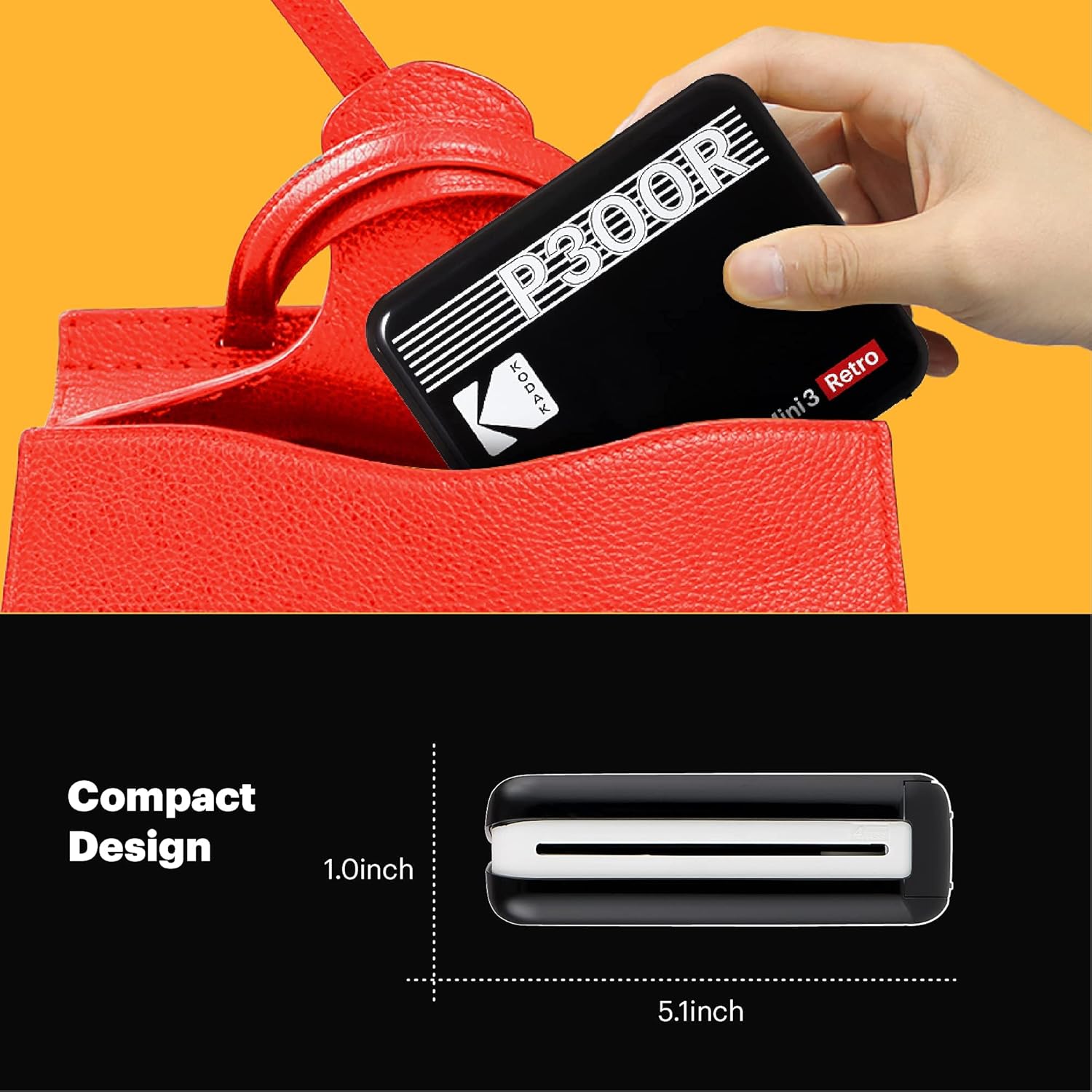 Kodak Mini 3 Retro 3x3 Portable Photo Printer (60 Sheets), Compatible with iOS, Android & Bluetooth Device, Real Photo HD, 4Pass Technology & Laminating Process, Photos – Yellow : Office Products