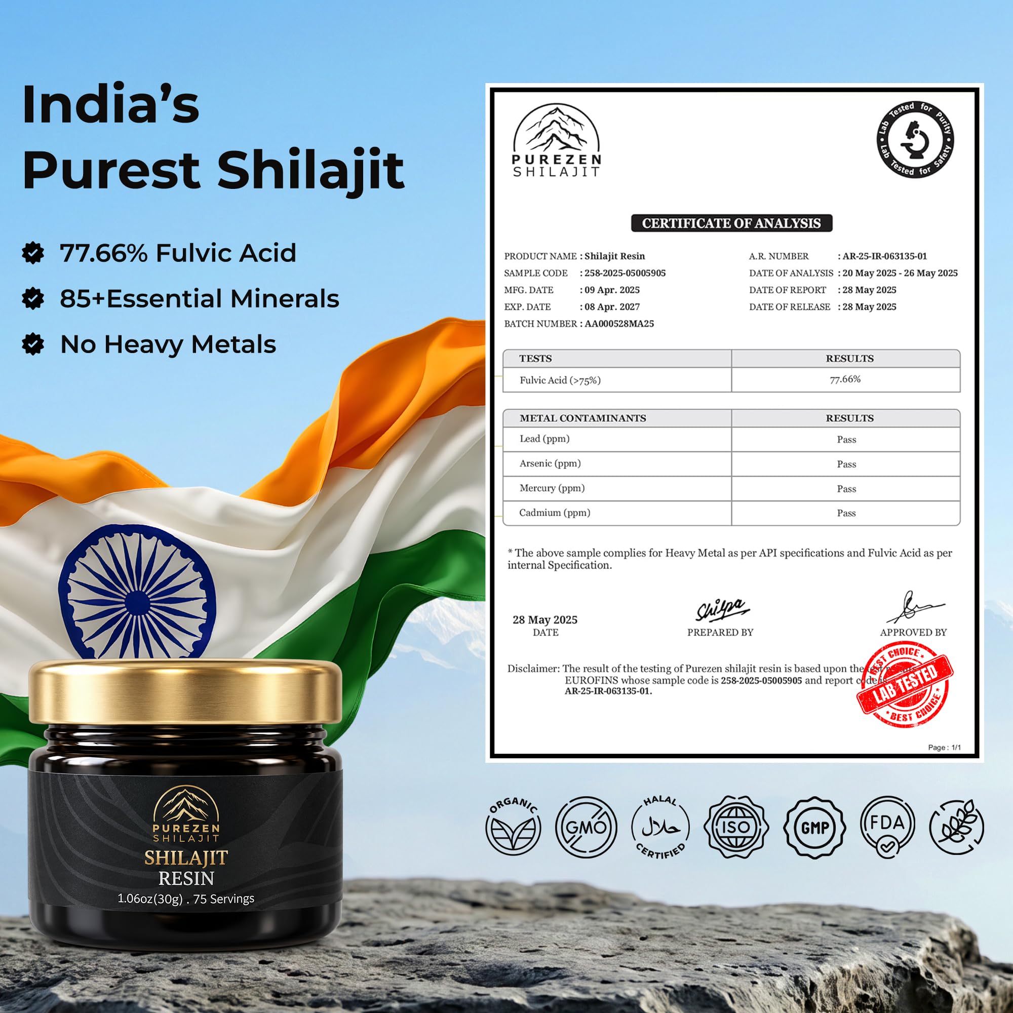 Pure Himalayan Organic Shilajit Resin, Gold Grade, 30g – 75%+ Fulvic Acid, 85+ Trace Minerals, 75 Servings – Natural Energy, Stamina & Muscle Support for Men & Women – with Lab Test Report. — Amazon image 3
