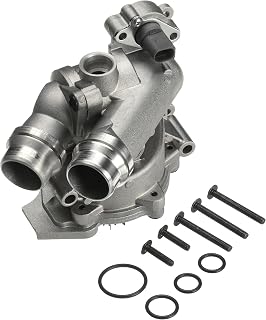 Gates 41086ALBH Water Pump Standard Rotation, 2 Outlet - Timing Belt Driven - Includes Back Housing, Thermostat
