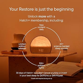 Hatch Restore 3 Sunrise Alarm Clock, Sound Machine, Smart Light (Cocoa) - White Noise, Screen-Free Sleep Routine