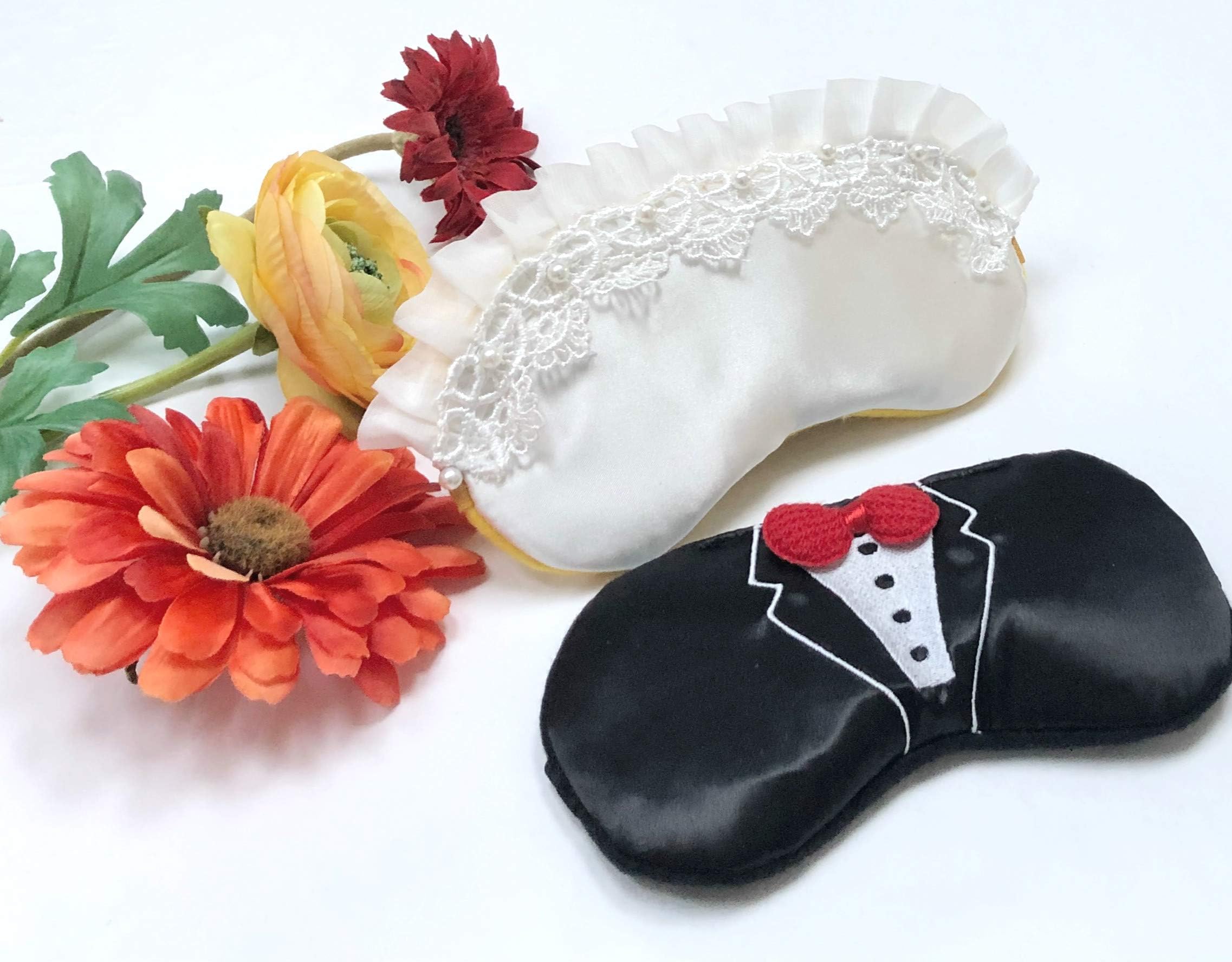 Bride and Groom Wedding Sleep Mask Set Honeymoon Bridal Shower Gift Eye Mask Bachelorette Party Mask.