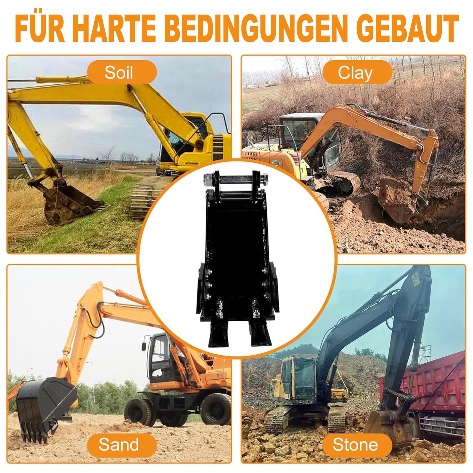 Minibagger Löffel 20 cm– Passendes Anbaugerät für Minibagger von 0,8-1,8 Tonnen,Spannweite 90mm Loch, Durchmesser 25mm,Geeignet für Bodengraben, Landschaftsarbeiten