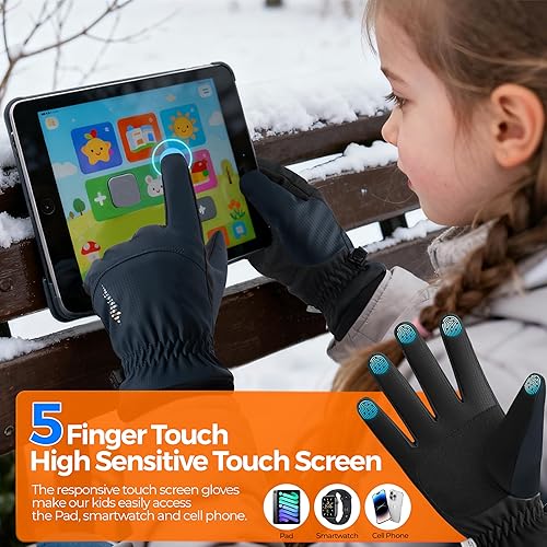 Miniatura 2 de rivmount Guantes de esquí Thinsulate para niños y niñas, impermeables, cálidos, para niños y niñas, jóvenes, esquí al aire libre, ciclismo, nieve,