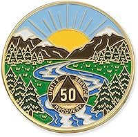 Vista 62 de Moneda AA de 1 año – Medallón de recuperación de ondas estrelladas de Sobriety Mint – azul/blanco/dorado